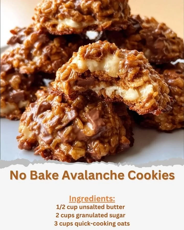 Plate of no bake avalanche cookies made with chocolate, marshmallows, and peanut butter.