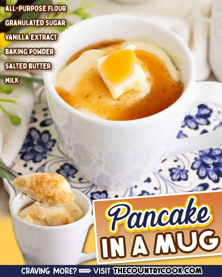 Delicious pancake in a mug ready to eat