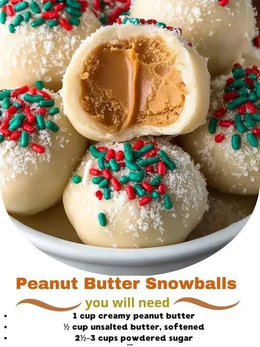 Homemade Peanut Butter Snowballs dessert with coconut coating