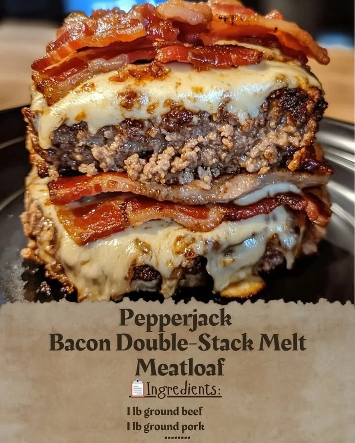 Pepperjack Bacon Double-Stack Melt Meatloaf served with sides