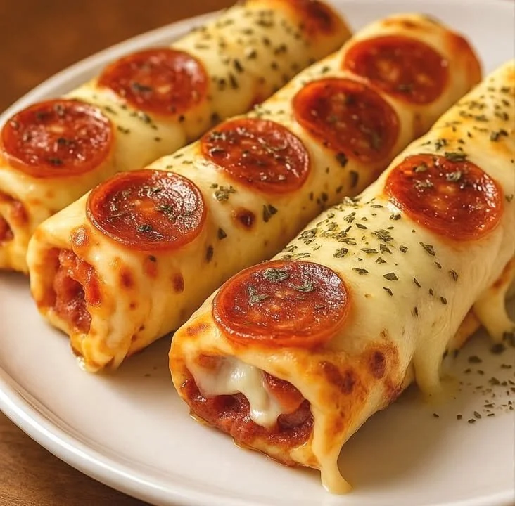 Pepperoni Pizza Roll-Ups served with dipping sauce