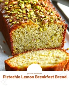Delicious Pistachio Lemon Breakfast Bread served on a wooden board