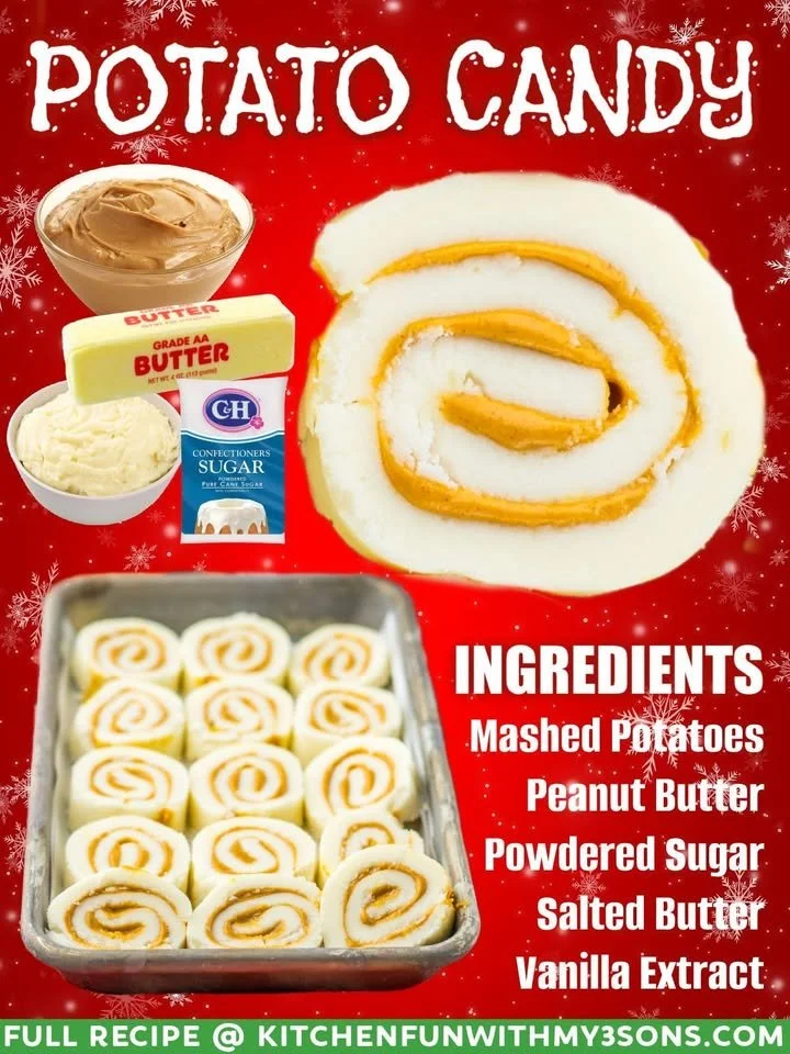 Delicious Potato Candy made with mashed potatoes and peanut butter