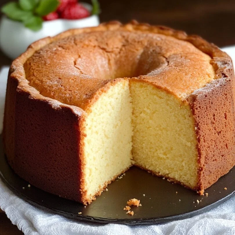 Delicious homemade pound cake slice on a plate