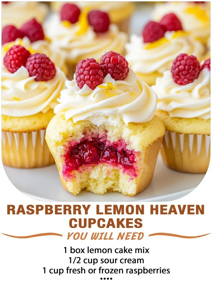 Raspberry Lemon Heaven Cupcakes with vibrant frosting and fresh raspberries