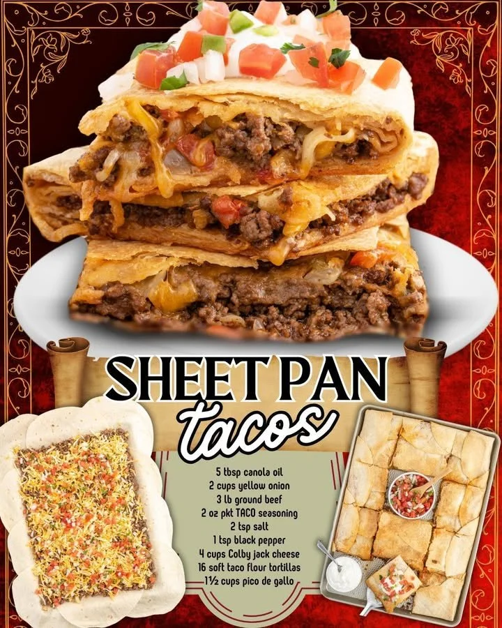 Delicious sheet pan tacos with toppings ready to serve