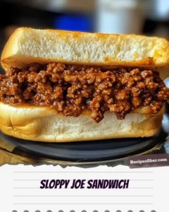 Delicious Sloppy Joe sandwich served with a side of pickles and fries.