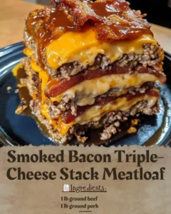 Smoked Bacon Triple-Cheese Stack Meatloaf served with sides