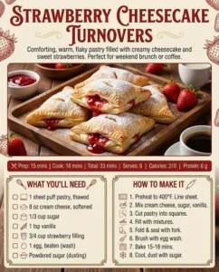 Delicious strawberry cheesecake turnovers with a flaky crust and creamy filling
