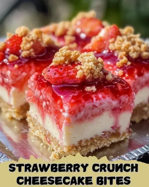 Delicious strawberry crunch cheesecake bites, perfect for dessert lovers