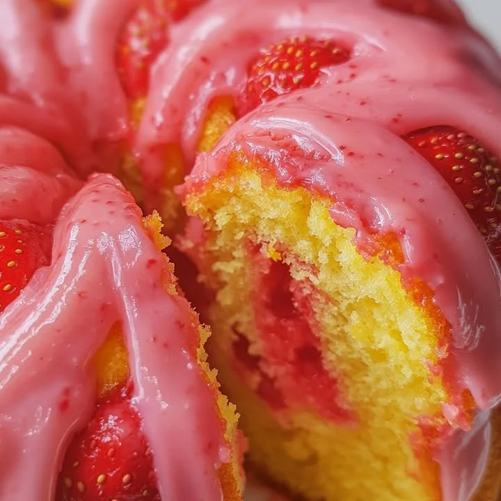 Delicious strawberry lemon swirl cake with fresh strawberries and vibrant lemon swirls