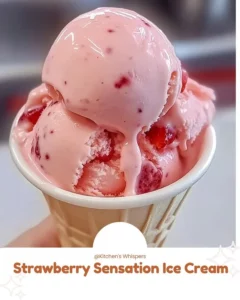 Delicious Strawberry Sensation Ice Cream served in a bowl with fresh strawberries