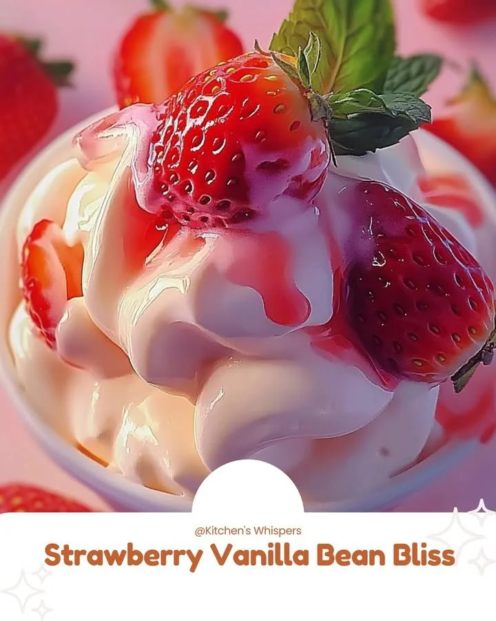 Delicious strawberry vanilla bean dessert served in a glass