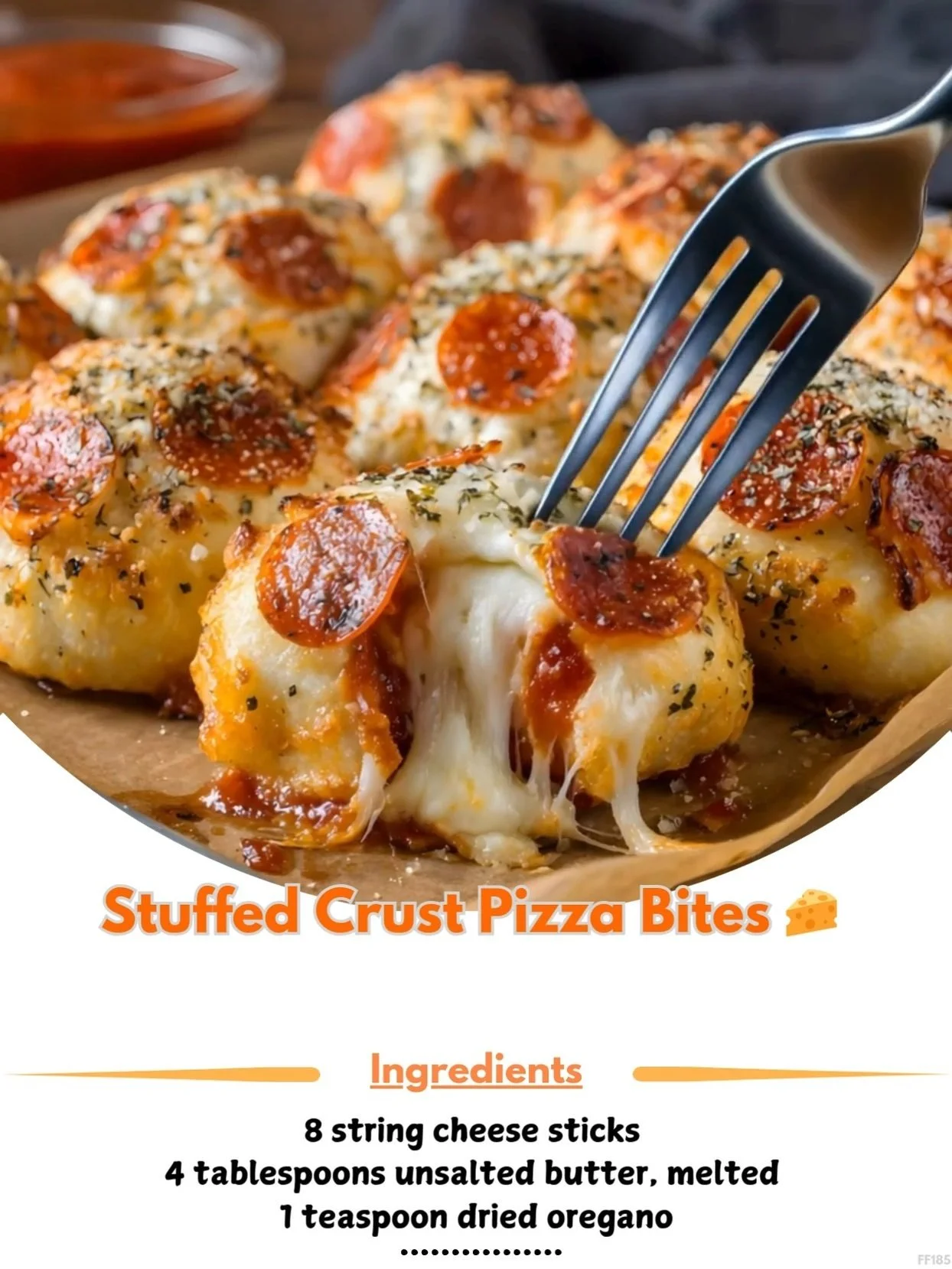 Delicious stuffed crust pizza bites with melted cheese filling