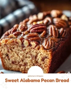 Freshly baked Sweet Alabama Pecan Bread with a golden crust and pecans.