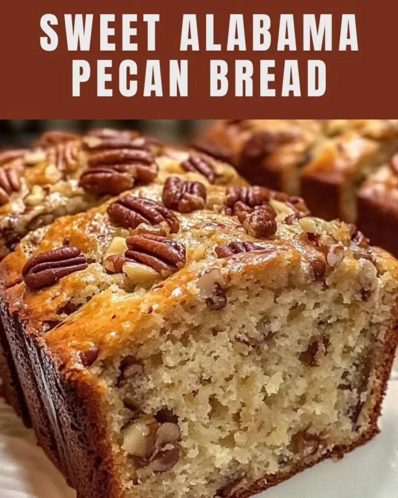 Homemade Sweet Alabama Pecan Bread with a rich, nutty flavor