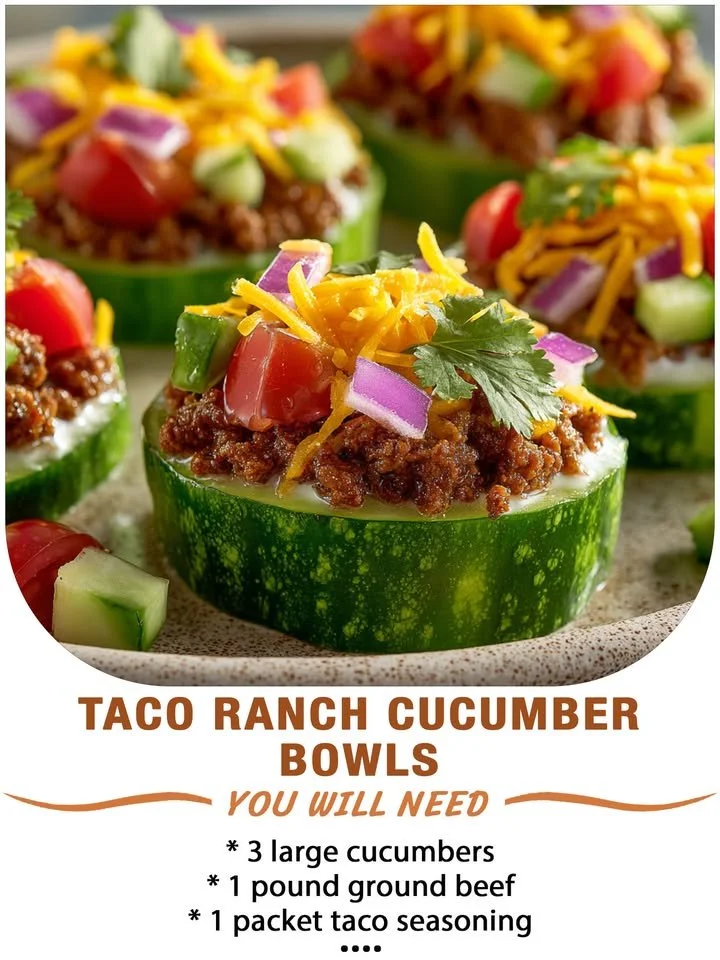 Delicious taco ranch cucumber bowls served with fresh ingredients