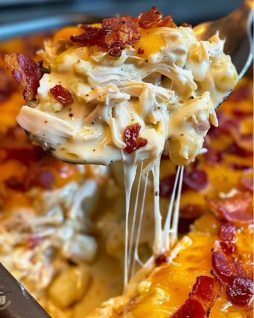Delicious Tater Tot Chicken Bake served in a casserole dish