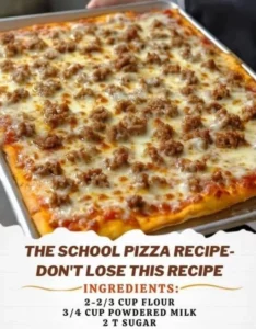 Homemade school pizza recipe served with fresh toppings