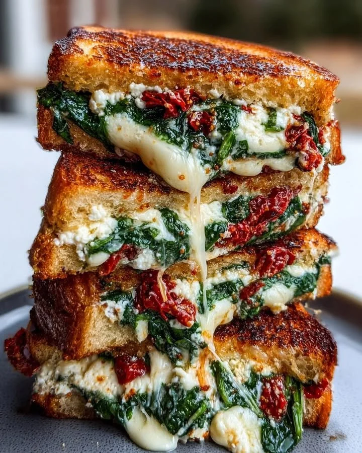 Gourmet Tuscan Dream Grilled Cheese sandwich with melted cheese and artisan bread