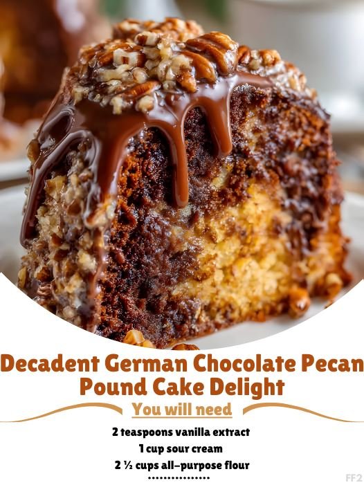 Decadent German Chocolate Pecan Pound Cake Delight