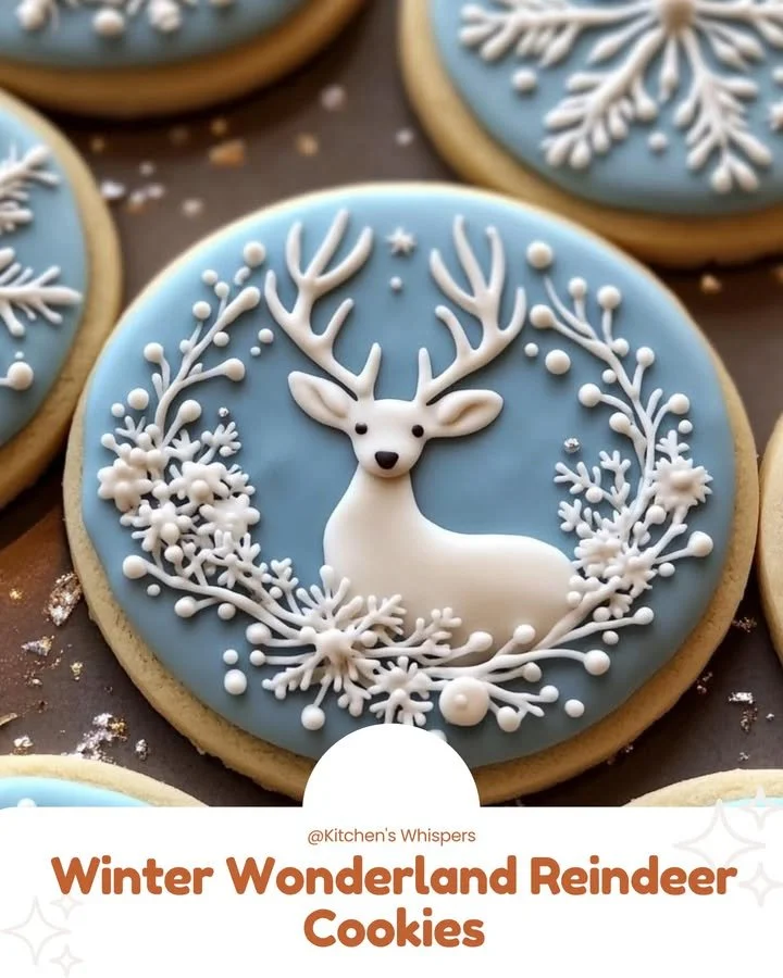 Deliciously decorated winter wonderland reindeer cookies on a festive plate.