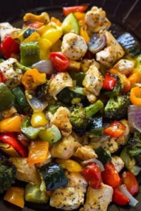 Healthy roasted chicken and veggies meal ready in 15 minutes