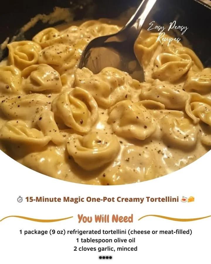 Delicious one-pot creamy tortellini dish ready in 15 minutes