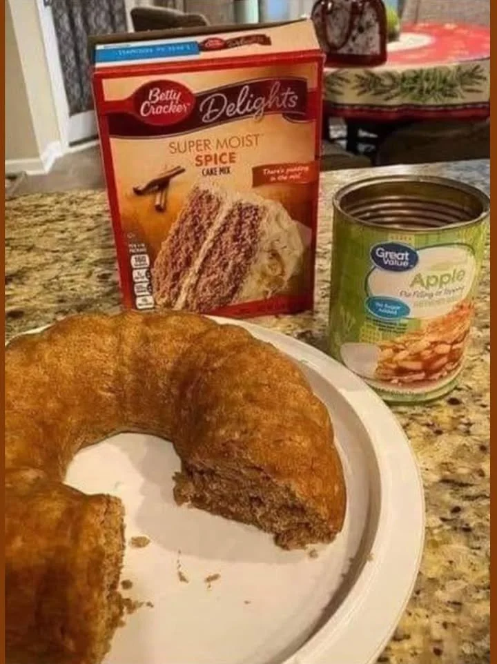 A moist and delicious 2 Ingredient Apple Spice Cake served on a plate.