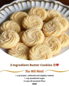 Three-ingredient butter cookies on a decorative plate