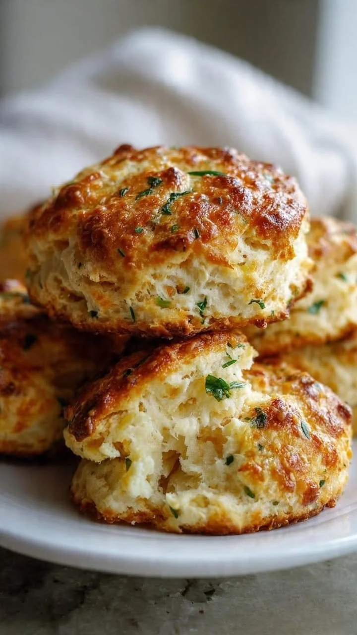 4 ingredient garlic biscuits with cottage cheese served on a plate