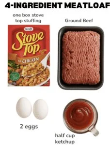 Four-ingredient meatloaf served on a rustic plate with side vegetables.