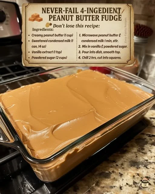Delicious 4 ingredient peanut butter fudge recipe image