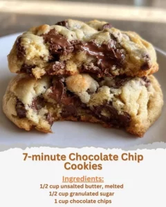 Freshly baked 7-minute chocolate chip cookies on a cooling rack