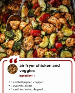 Delicious Air Fryer Chicken and Veggies plated for a healthy meal