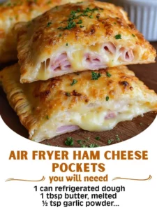 Air Fryer ham and cheese pockets served on a plate