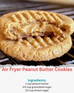 Air Fryer Peanut Butter Cookies on a plate, golden brown and delicious