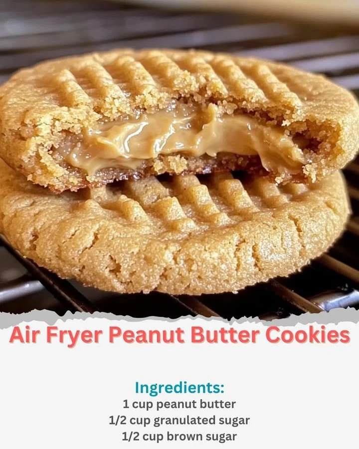 Air Fryer Peanut Butter Cookies on a plate, golden brown and delicious