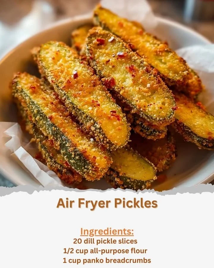 Crispy air fryer pickles served as a tasty snack or appetizer.