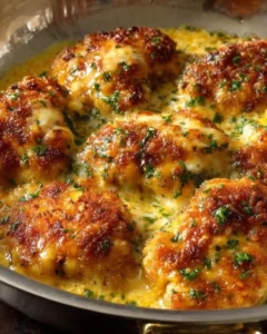 Alpine Cheese Delight Pork Chops plated with garnishes