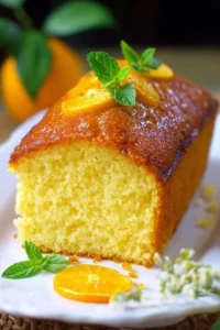 A slice of delicious orange cake garnished with fresh oranges.