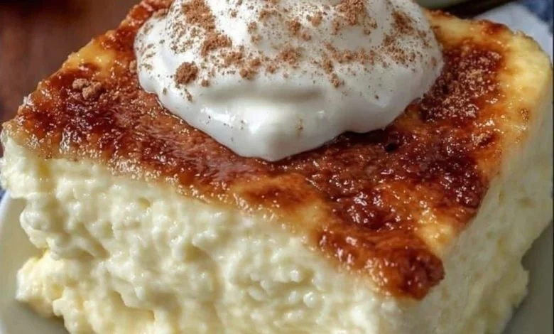 Delicious Amish baked custard served in a bowl with a sprinkle of nutmeg