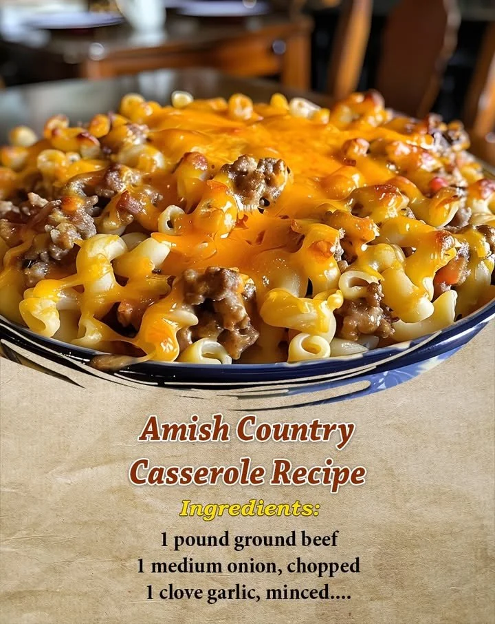 Delicious Amish Country Casserole served in a rustic dish
