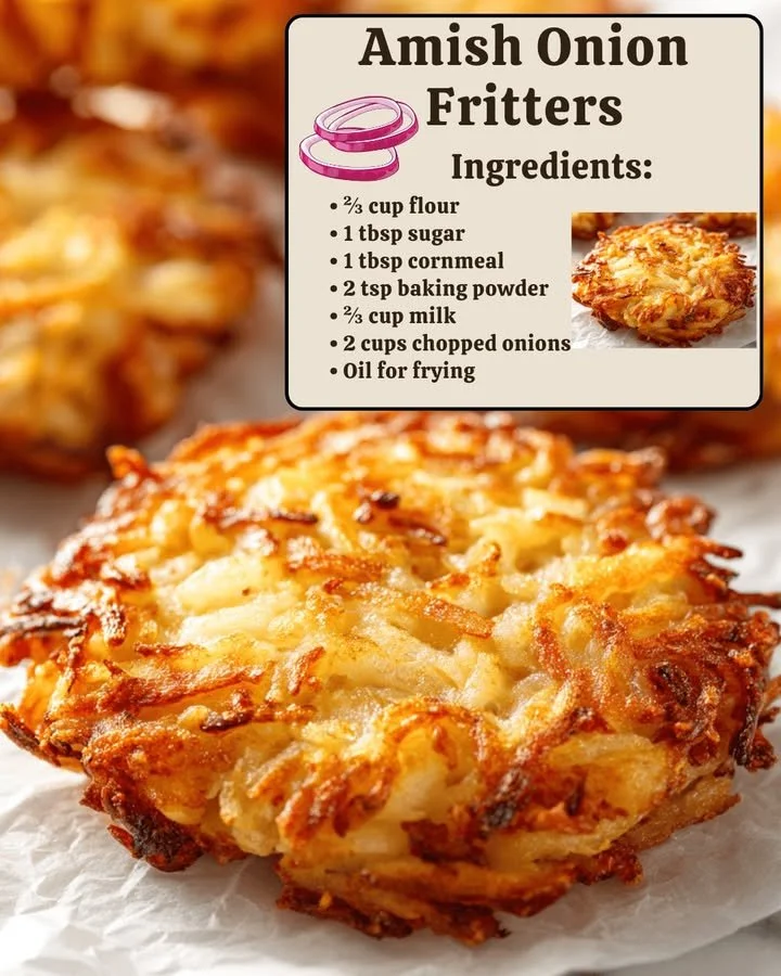 Delicious Amish onion fritters served on a plate with dipping sauce