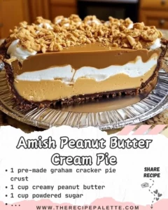 Amish Peanut Butter Cream Pie with creamy filling and crust