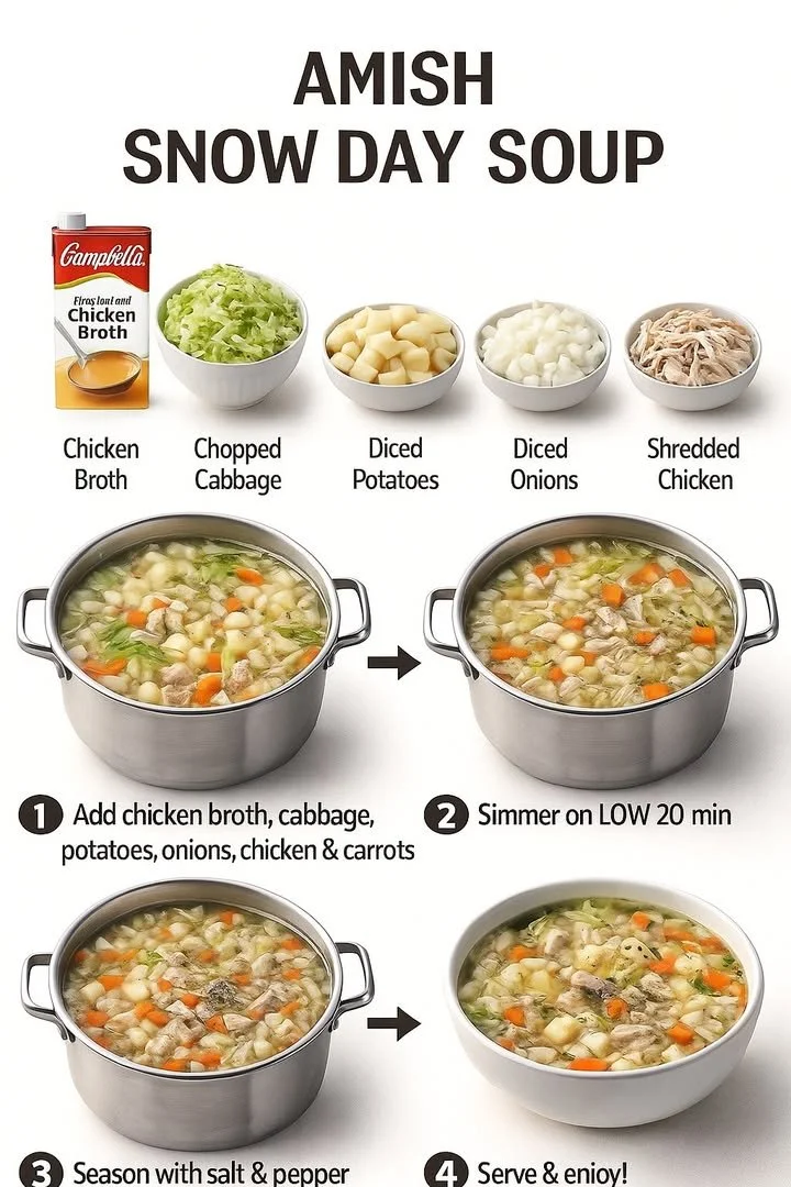 Bowl of Amish Snow Day Soup perfect for cozy winter days