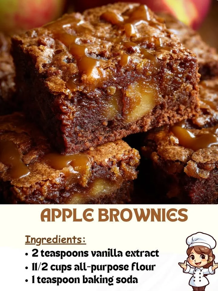 Delicious homemade apple brownies with chocolate and fresh apples