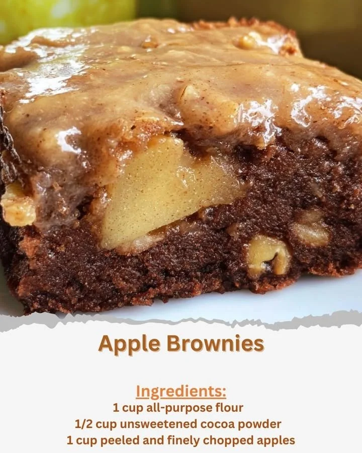 Delicious homemade Apple Brownies with chunks of fresh apples