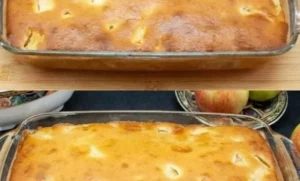 Delicious homemade apple cake with a golden crust and apple slices