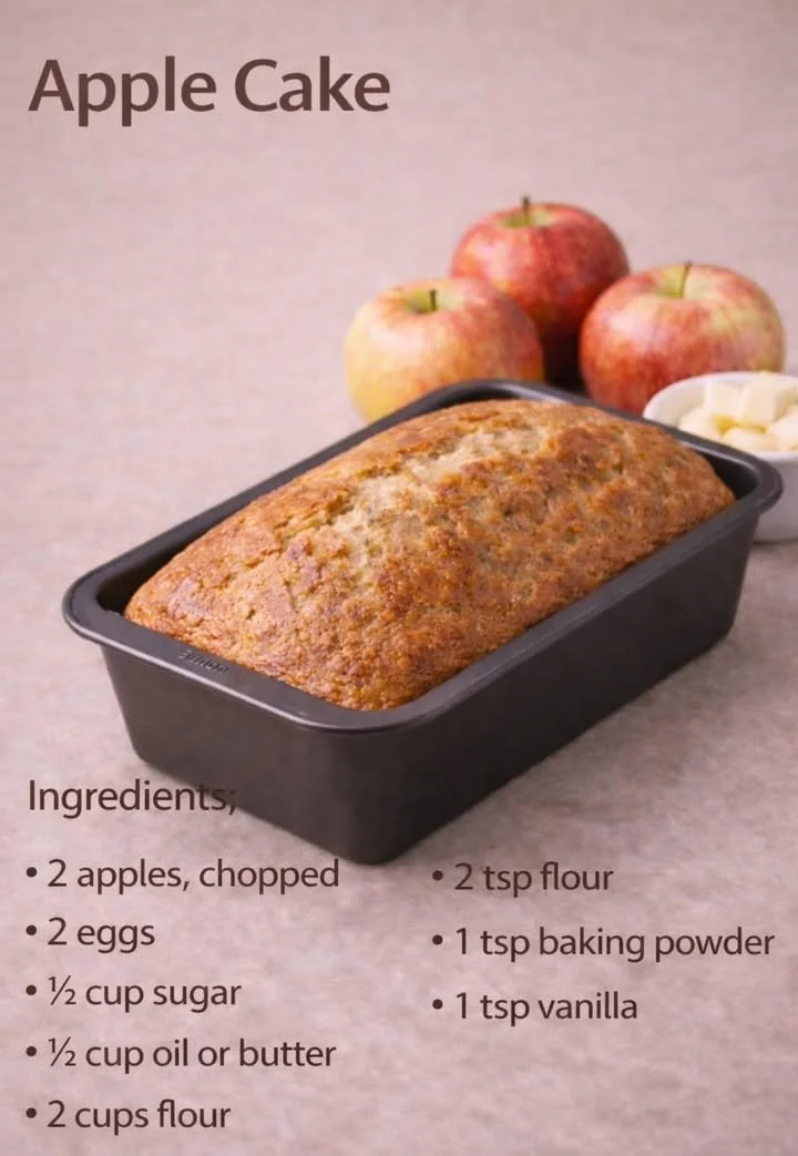 Slice of homemade Apple Cake with apples and cinnamon on a plate